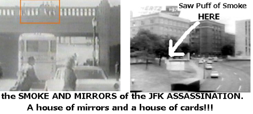 jfk assassination smoke grassy knoll  photos pictures pic john f kennedy whire form frount shooting
